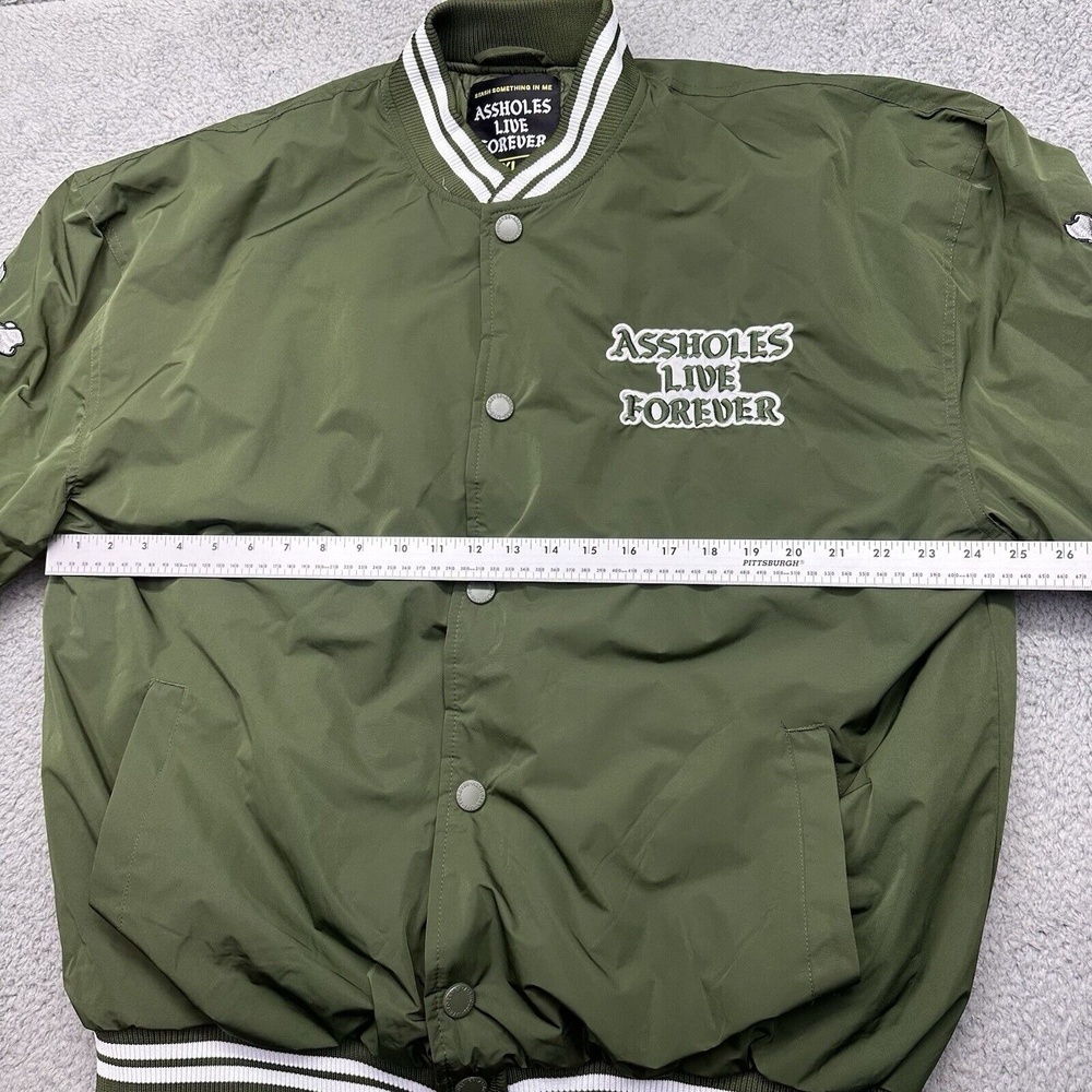 A**holes‎ Live Forever Mens XL Green Varsity Polyester Bomber Jacket Puffer Coat - Picture 4 of 10